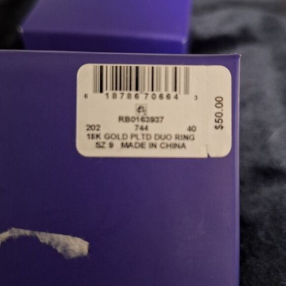 🎁NWT Macy's 18K Gold Plated Over Brass Duo Ring Size 9 Silver - Picture 5 of 7